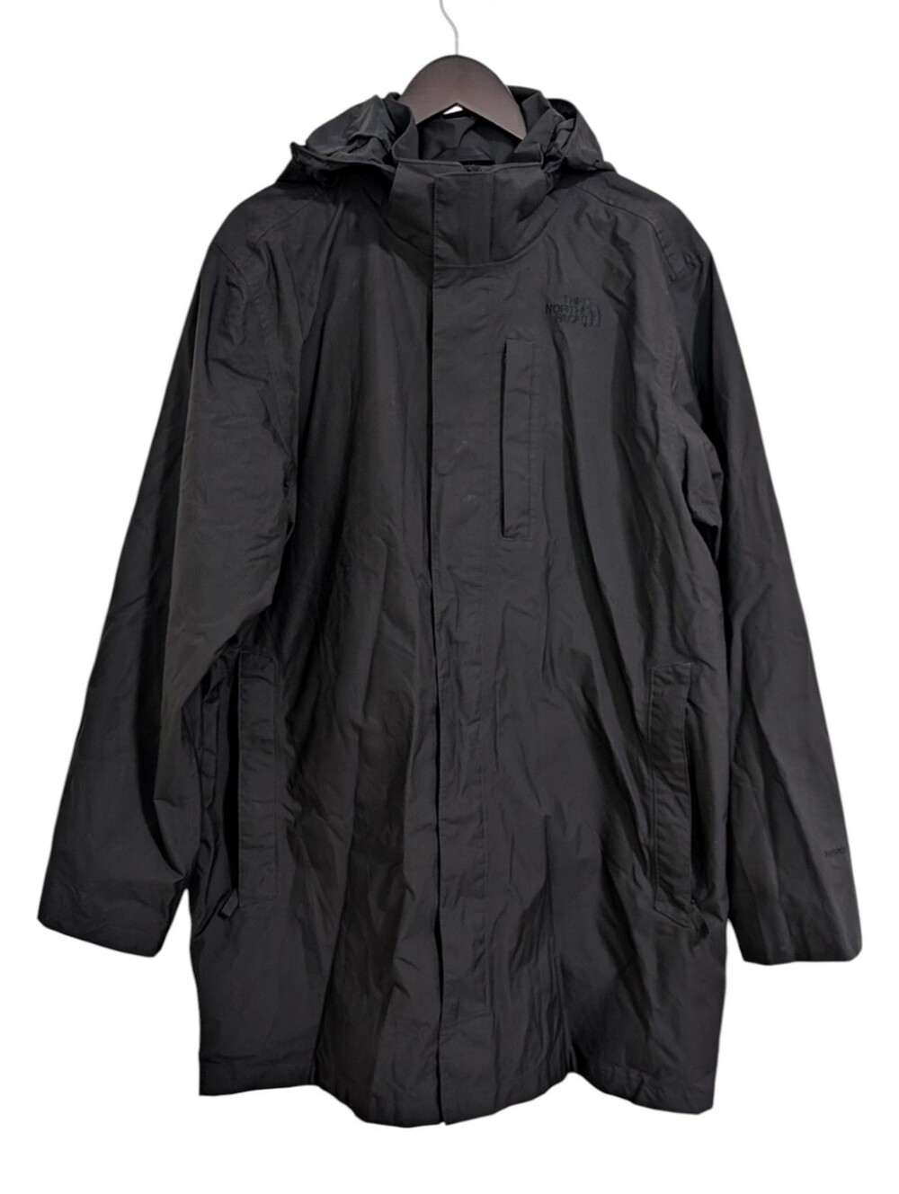 The North Face HyVent Black Hooded Rain Jacket Parka Men's XL